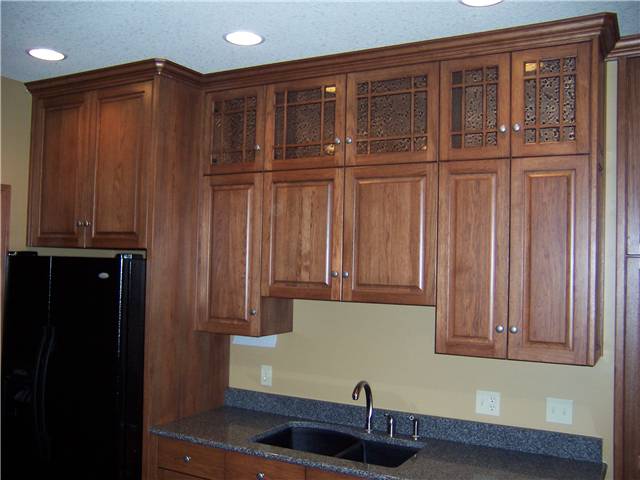 Hickory wood with medium red-brown stain
